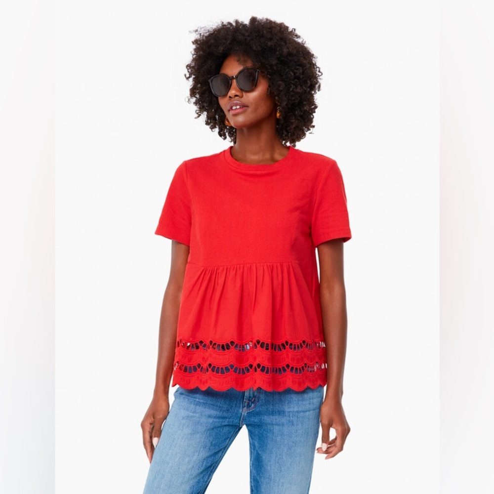 Pomander Place Red Eyelet Lexi Top